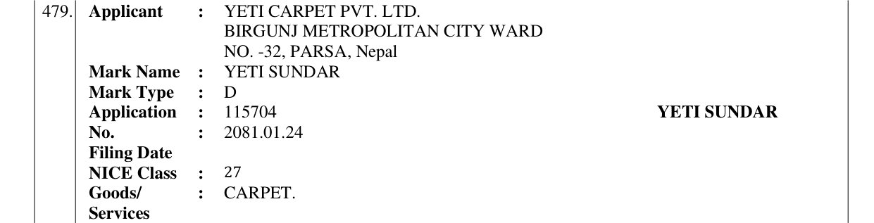 Original bulletin entry for YETI SUNDAR