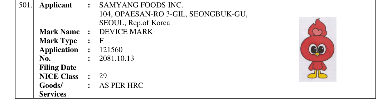 Original bulletin entry for DEVICE MARK