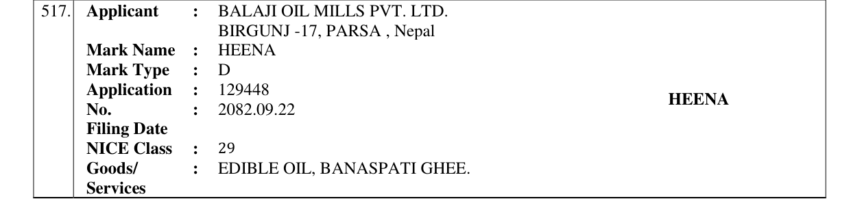 Original bulletin entry for HEENA