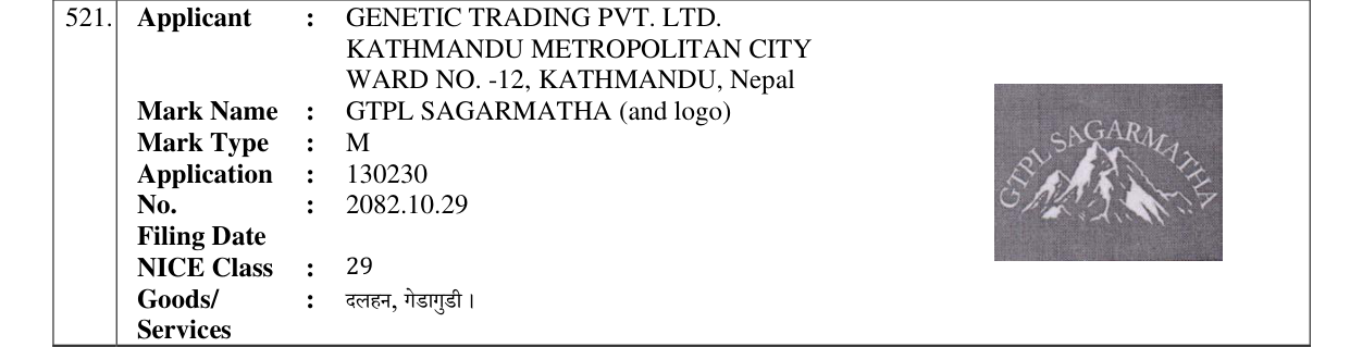 Original bulletin entry for GTPL SAGARMATHA (and logo)