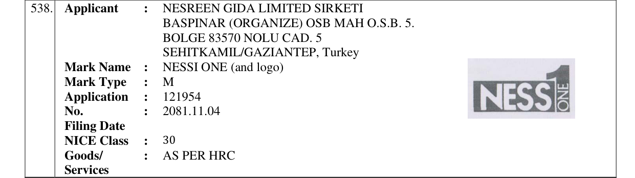 Original bulletin entry for NESSI ONE (and logo)
