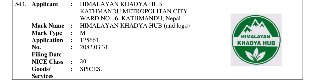 Original bulletin entry for HIMALAYAN KHADYA HUB (and logo)