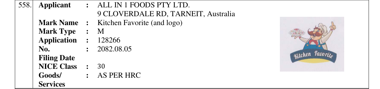 Original bulletin entry for Kitchen Favorite (and logo)