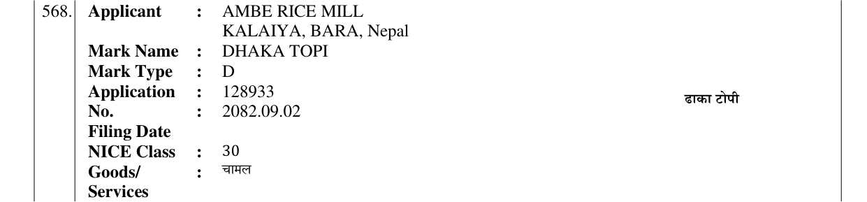 Original bulletin entry for DHAKA TOPI