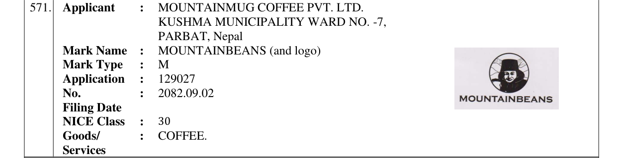 Original bulletin entry for MOUNTAINBEANS (and logo)