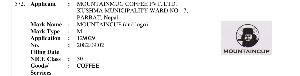 Original bulletin entry for MOUNTAINCUP (and logo)