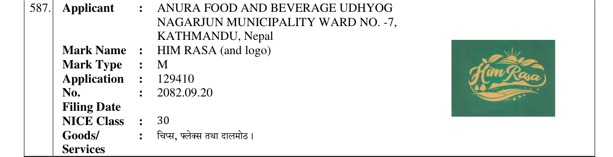 Original bulletin entry for HIM RASA (and logo)