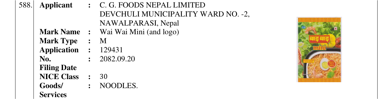 Original bulletin entry for Wai Wai Mini (and logo)