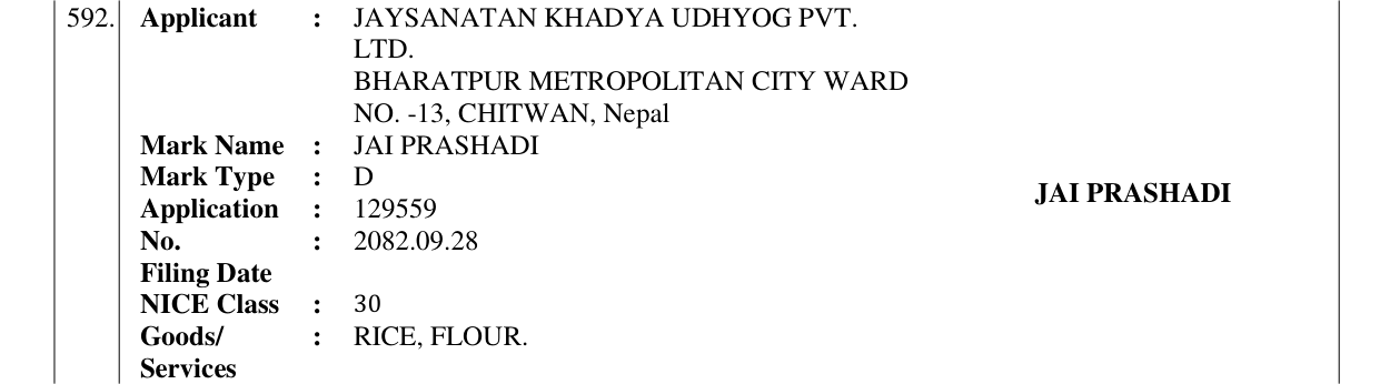 Original bulletin entry for JAI PRASHADI