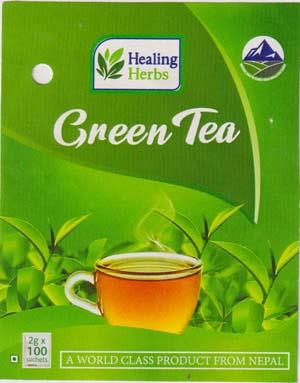 HEALING HERBS GREEN TEA (and logo) trademark logo