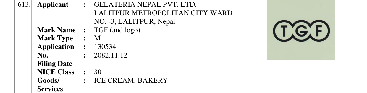 Original bulletin entry for TGF (and logo)