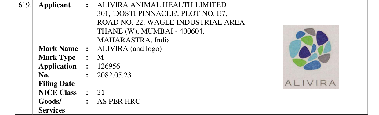 Original bulletin entry for ALIVIRA (and logo)