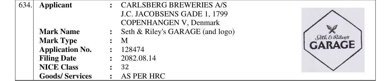 Original bulletin entry for Seth & Riley's GARAGE (and logo)