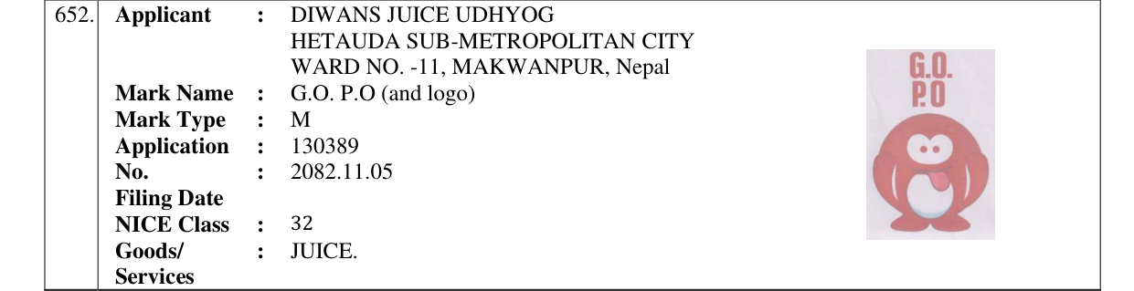 Original bulletin entry for G.O. P.O (and logo)