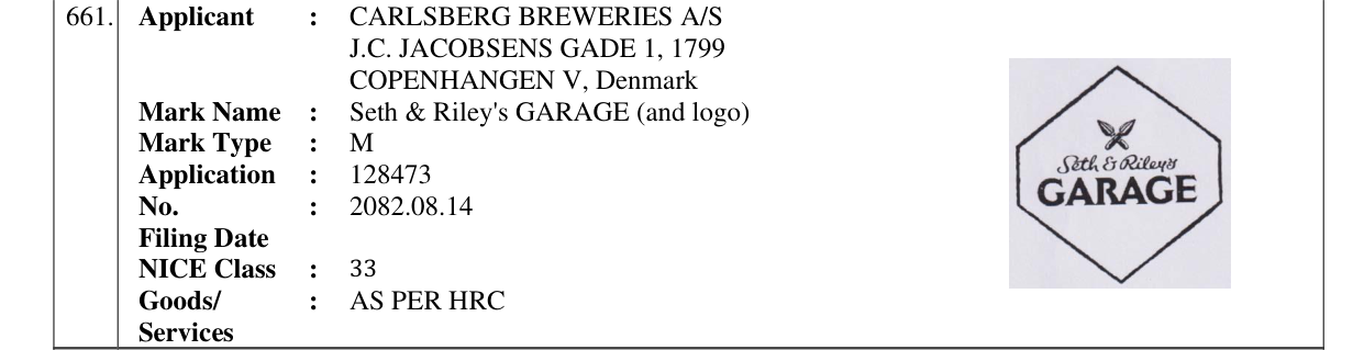 Original bulletin entry for Seth & Riley's GARAGE (and logo)