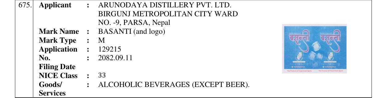 Original bulletin entry for BASANTI (and logo)