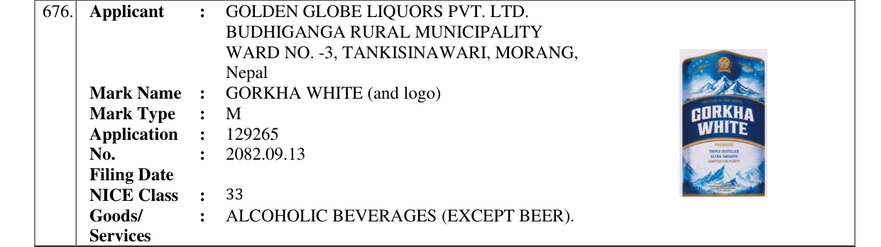 Original bulletin entry for GORKHA WHITE (and logo)