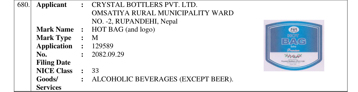 Original bulletin entry for HOT BAG (and logo)