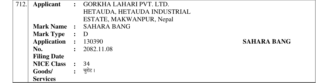 Original bulletin entry for SAHARA BANG