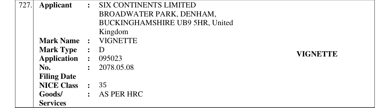Original bulletin entry for VIGNETTE