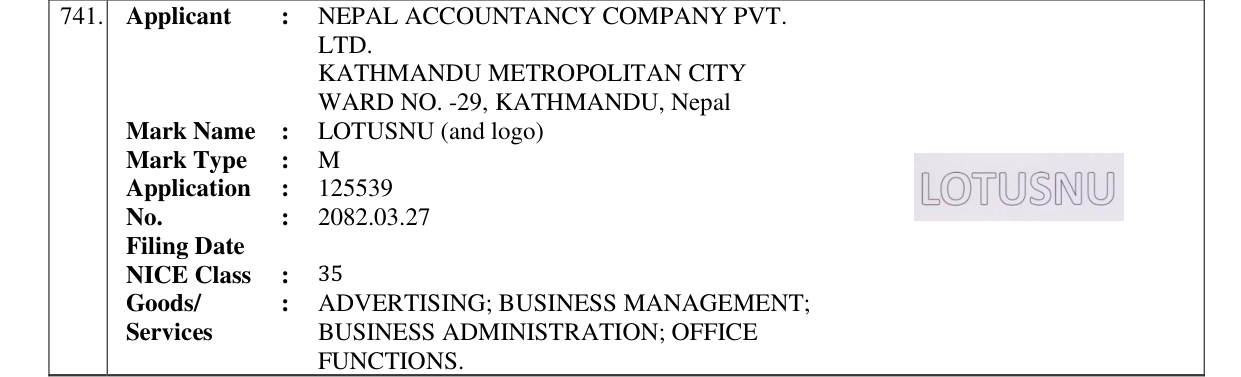 Original bulletin entry for LOTUSNU (and logo)