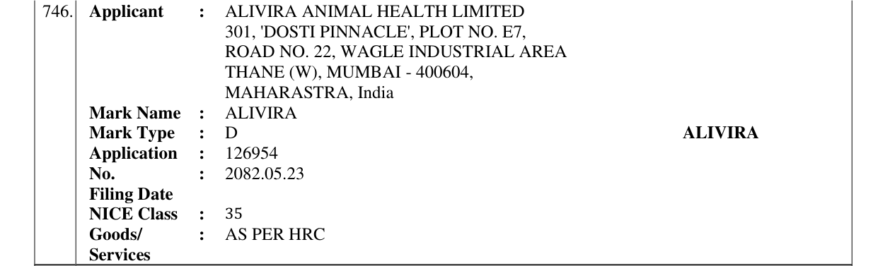 Original bulletin entry for ALIVIRA
