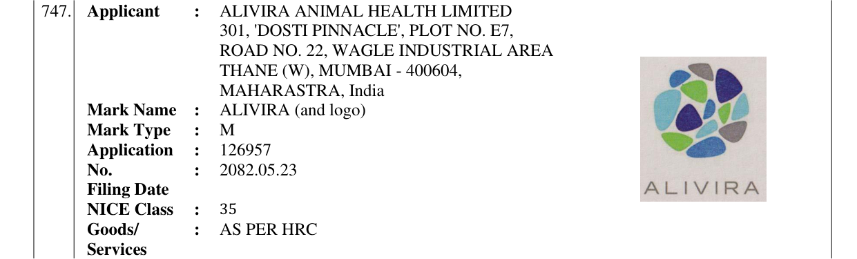 Original bulletin entry for ALIVIRA (and logo)