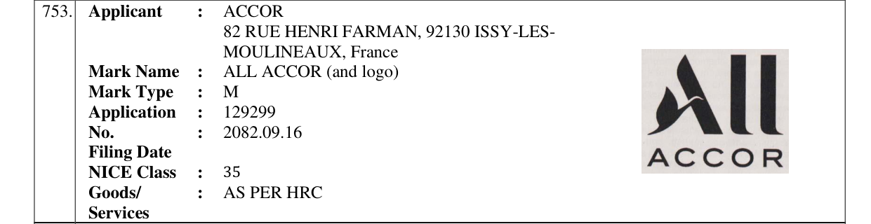 Original bulletin entry for ALL ACCOR (and logo)