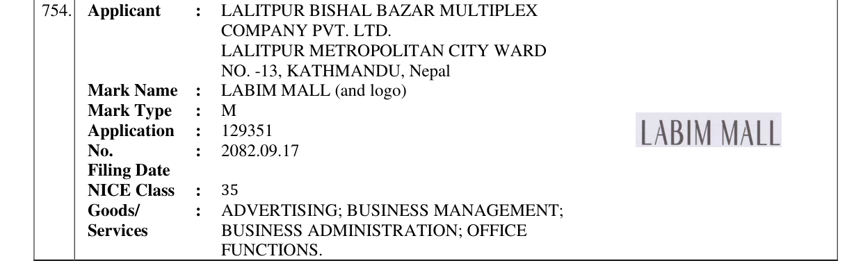 Original bulletin entry for LABIM MALL (and logo)