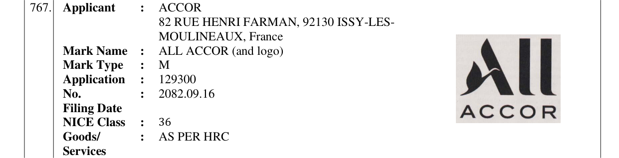 Original bulletin entry for ALL ACCOR (and logo)