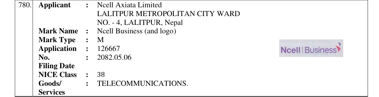 Original bulletin entry for Ncell Business (and logo)