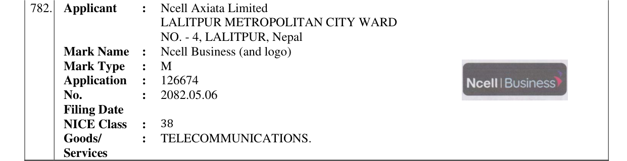 Original bulletin entry for Ncell Business (and logo)