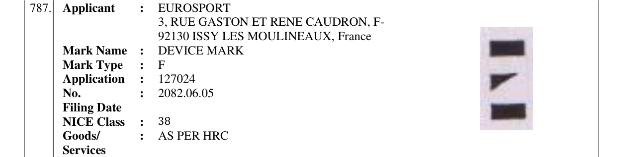 Original bulletin entry for DEVICE MARK