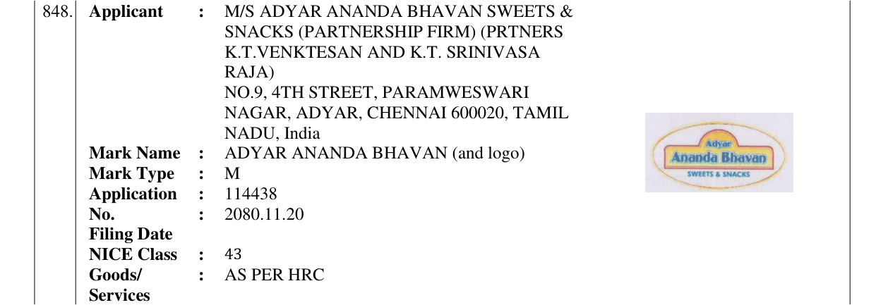Original bulletin entry for ADYAR ANANDA BHAVAN (and logo)