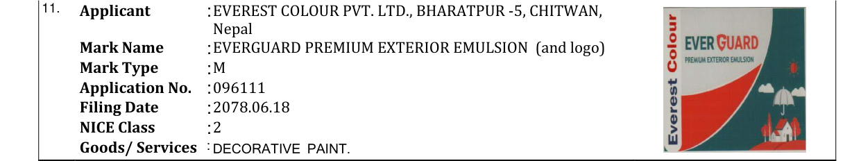 Original bulletin entry for EVERGUARD PREMIUM EXTERIOR EMULSION (and logo)