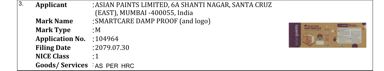 Original bulletin entry for SMARTCARE DAMP PROOF (and logo)