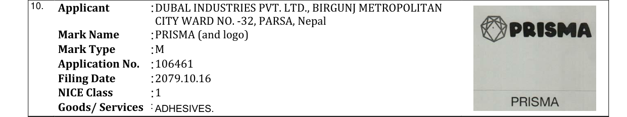 Original bulletin entry for PRISMA (and logo)
