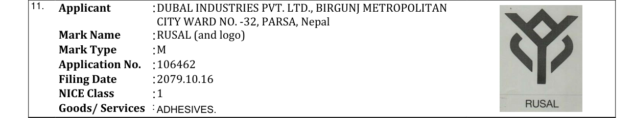 Original bulletin entry for RUSAL (and logo)
