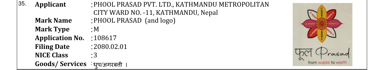 Original bulletin entry for PHOOL PRASAD (and logo)