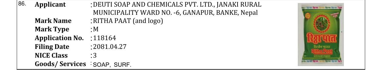 Original bulletin entry for RITHA PAAT (and logo)