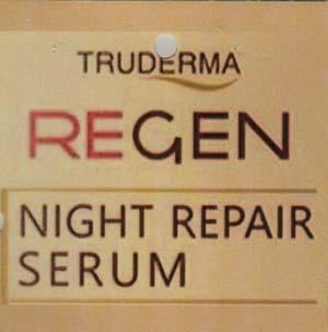 TRUDERMA REGEN NIGHT REPAIR SERUM (and logo) trademark logo