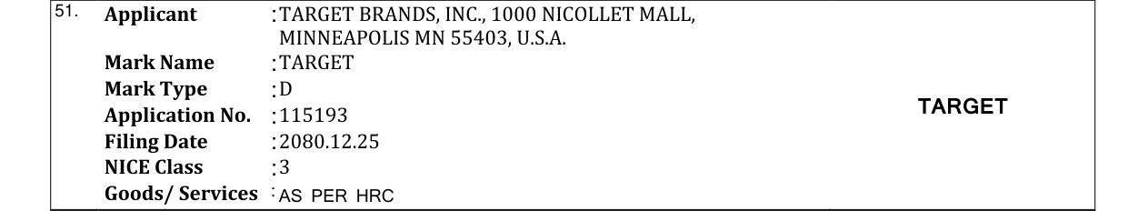 Original bulletin entry for TARGET