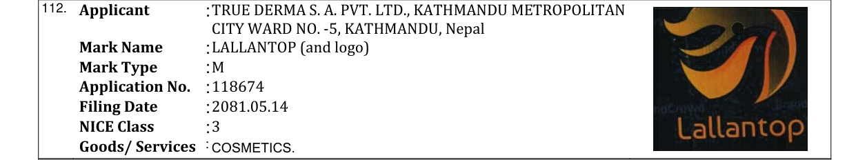 Original bulletin entry for LALLANTOP (and logo)