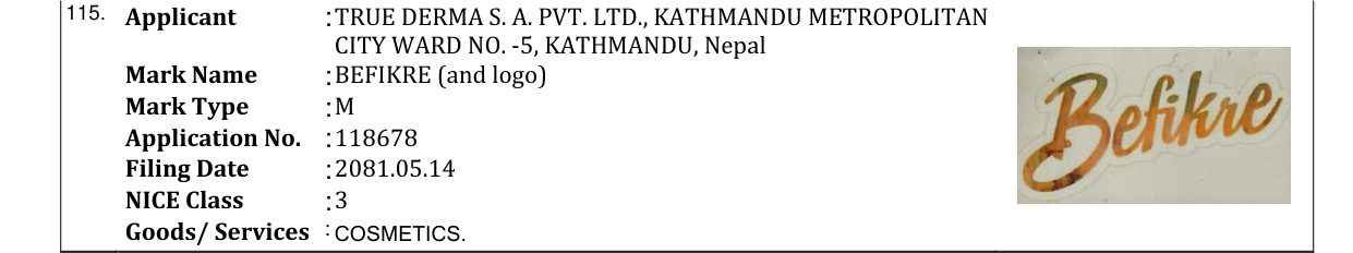 Original bulletin entry for BEFIKRE (and logo)