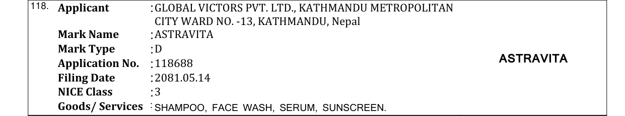 Original bulletin entry for ASTRAVITA