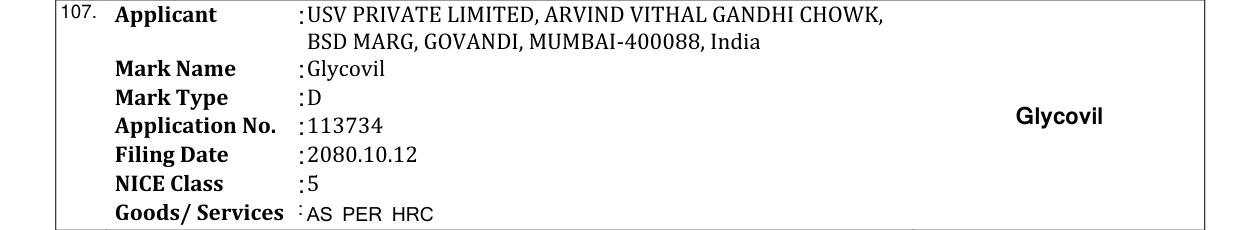 Original bulletin entry for Glycovil