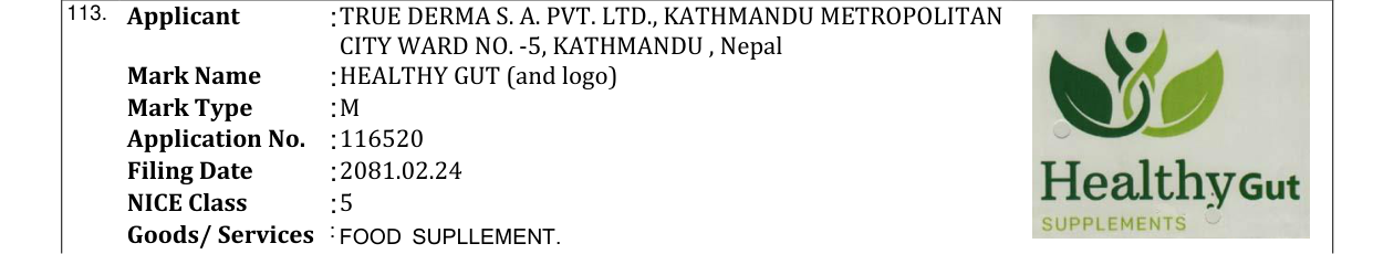 Original bulletin entry for HEALTHY GUT (and logo)