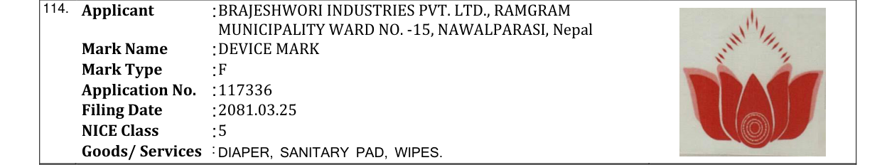 Original bulletin entry for DEVICE MARK
