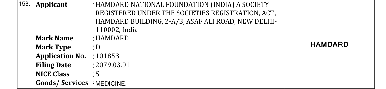 Original bulletin entry for HAMDARD