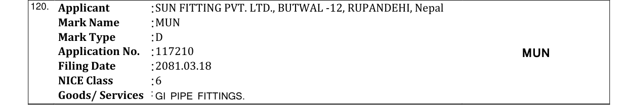 Original bulletin entry for MUN